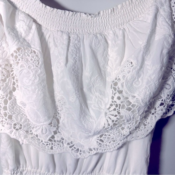 Abercrombie & Fitch White Lace Off the Shoulder Romper Size Small 100% Cotton - Picture 7 of 12